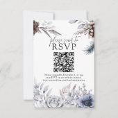 Winter Weddenschap Pine Cone QR Website RSVP Card (Voorkant)