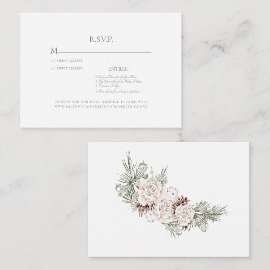 Winter Weddenschap Pine Cone Wedding RSVP Enclosur Informatiekaartje (Voorkant / Achterkant)