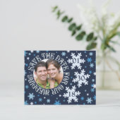 Winter Weddenschap redden Dates Snowflake Theme Aankondigingskaart (Staand voorkant)