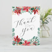 Winter Weddenschap Rode Groene Poinsettia Hartelij Kaart (Staand voorkant)