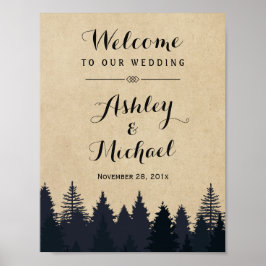 Winter Weddenschap Rustic Pine Trees Kraft Poster