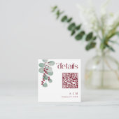 Winter Weddenschap Small Burgundy Card QR Code Informatiekaartje (Staand voorkant)
