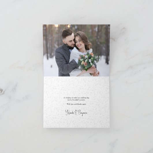 Winter Weddenschap sneeuwbos Aangepaste foto Bedankkaart (Binnen)