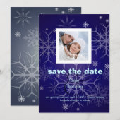 Winter Weddenschap, sneeuwvlokken/foto/ Save the D Date (Voorkant / Achterkant)