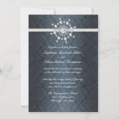 Winter Weddenschap Snowflake Blue Damask Kaart (Voorkant)