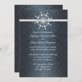 Winter Weddenschap Snowflake Blue Damask Kaart (Voorkant / Achterkant)