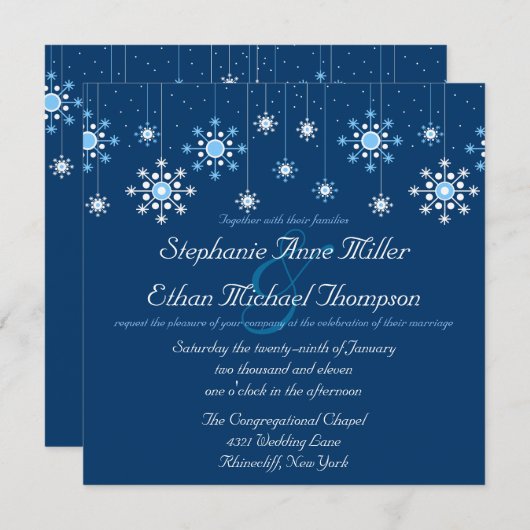 Winter Weddenschap Snowflakes Kaart (Voorkant / Achterkant)