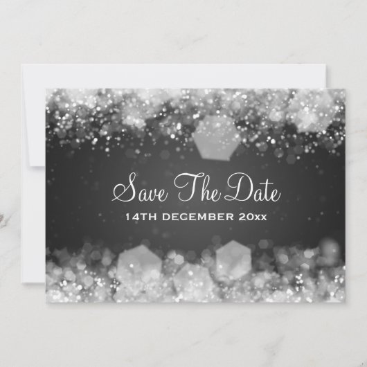 Winter Weddenschap Sparking Night Black Save The Date (Voorkant)