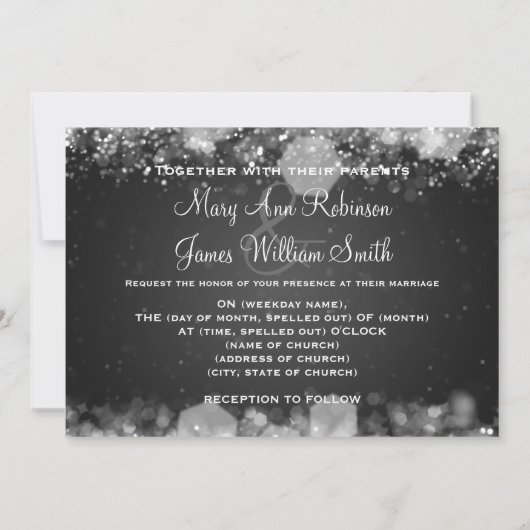 Winter Weddenschap Sparking Night Black Save The Date (Achterkant)