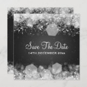 Winter Weddenschap Sparking Night Black Save The Date (Voorkant / Achterkant)