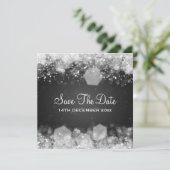 Winter Weddenschap Sparking Night Black Save The Date (Staand voorkant)