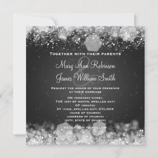 Winter Weddenschap Sparking Night Black Save The Date (Achterkant)