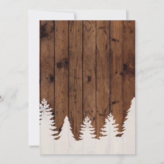 Winter Weddenschap Uitnodiging Hout Bosbouw Rustic (Achterkant)