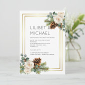 Winter Weddenschap White Roses Gold Dusty Blue Kaart (Staand voorkant)