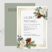 Winter Weddenschap White Roses Gold Dusty Blue Kaart (Voorkant / Achterkant)