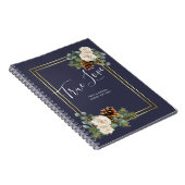 Winter Weddenschap White Roses Gold Dusty Blue Notitieboek (Rechterzijde)