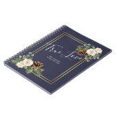 Winter Weddenschap White Roses Gold Dusty Blue Notitieboek (Linkerzijde)