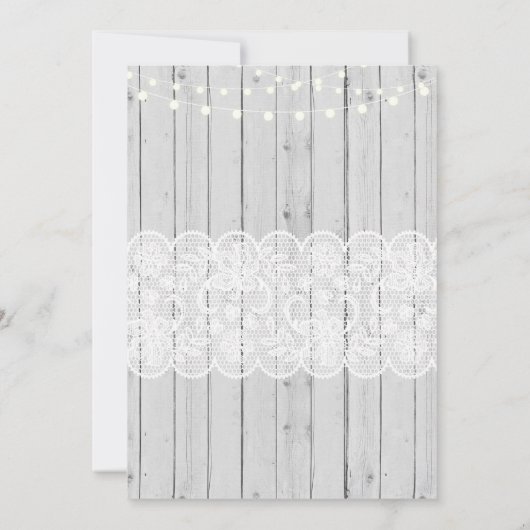 Winter Weddenschap Wood Lace Party Uitnodiging (Achterkant)