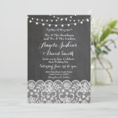 Winter Weddenschappen Chalkboard Lace Party Invite Kaart (Staand voorkant)