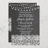 Winter Weddenschappen Chalkboard Lace Party Invite Kaart (Voorkant / Achterkant)