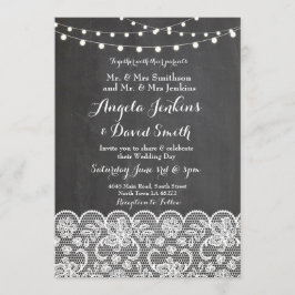 Winter Weddenschappen Chalkboard Lace Party Invite Kaart