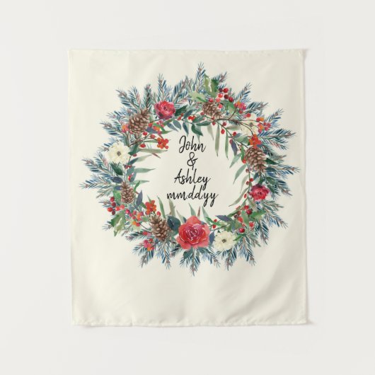 Winter Weddenschappen Receptie Achtergrond Fotogra Wandkleed (Voorkant)