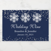 Winter Weddenschappen Snowflakes en Glitter Favor Sparkling Wijnetiket (Enkel label)