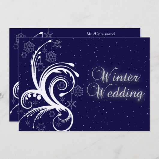 Winter Weddenschappen, Snowflakes en Sterren Kaart (Voorkant / Achterkant)