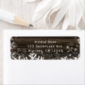 Winter Weddenschappen & Snowflakes Rustisch hout Etiket (Insitu)