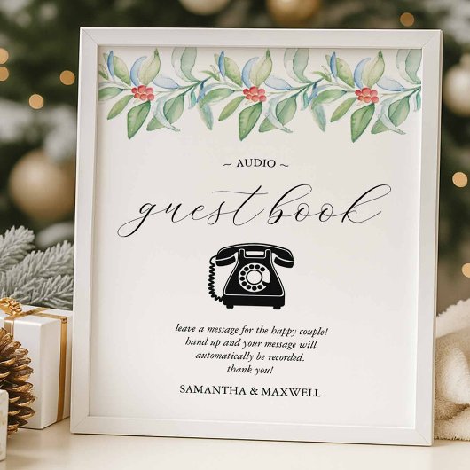 Winter Wedding Audio Guest Book Sign Poster