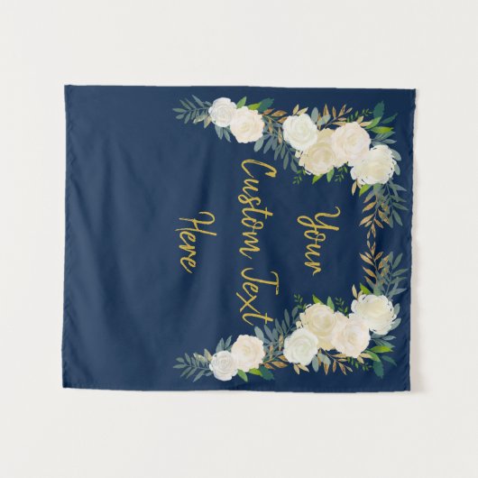 Winter Wedding Back Drop Greenery Foto Booth Navy Wandkleed (Voorkant (horizontaal))