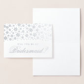 Winter Wedding Be My Bridesmaid Zilveren Sneeuwvlo Folie Kaarten (Display)