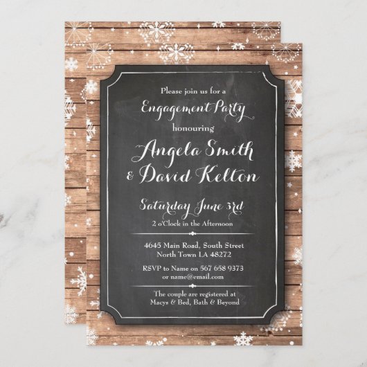 Winter Wedding Bloemen Sneeuwvlok Verloving Uitnod Kaart (Voorkant / Achterkant)