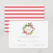 Winter Wedding Bloemen Waterverf Krans | RSVP Kaartje (Voorkant / Achterkant)