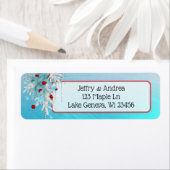 Winter Wedding Blue en Red Return Address Labels (Insitu)