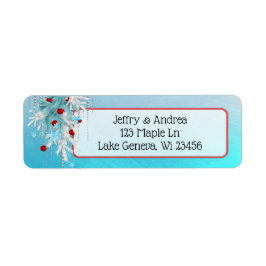 Winter Wedding Blue en Red Return Address Labels