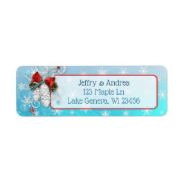 Winter Wedding Blue Pinecones Adresetiketten Etiket