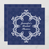 Winter Wedding Bridal Shower Invitation in Navy Kaart (Voorkant / Achterkant)
