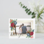 Winter Wedding Burgundy Blauwgroen Blue Modern Briefkaart (Staand voorkant)