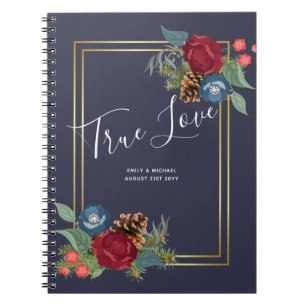 Winter Wedding Burgundy Blauwgroen Blue Modern Notitieboek