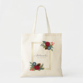 Winter Wedding Burgundy Blauwgroen Blue Modern Tote Bag (Voorkant)