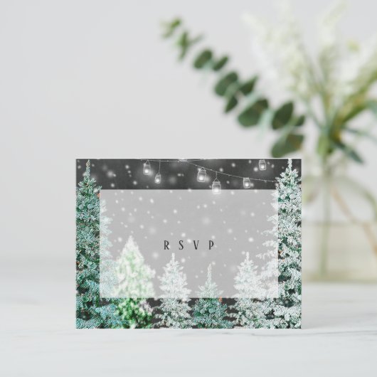 Winter Wedding Christmas RSVP briefkaart (Staand voorkant)