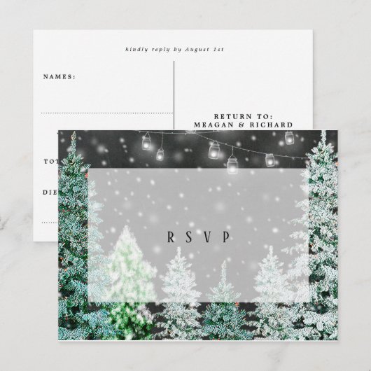 Winter Wedding Christmas RSVP briefkaart (Voorkant / Achterkant)