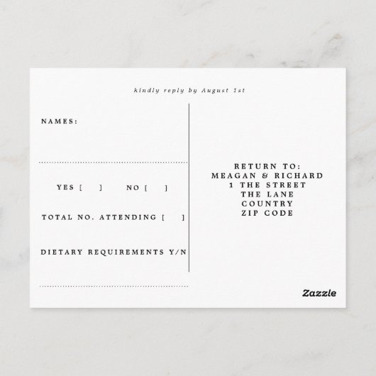 Winter Wedding Christmas RSVP briefkaart (Achterkant)