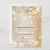 Winter Wedding Couple Foto Gold Wedding Kaart (Achterkant)