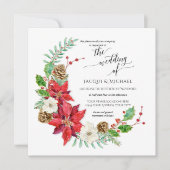 Winter Wedding Crescent Floral Krans | Vierkant Kaart (Voorkant)