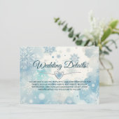Winter Wedding Details Kaart met Sneeuwvlokken (Staand voorkant)