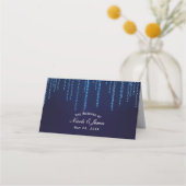 Winter Wedding Elegant Blue Sparkle String Lights Plaatskaartje (Voorkant)