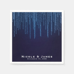 Winter Wedding Elegant Blue Sparkle String Lights Servet