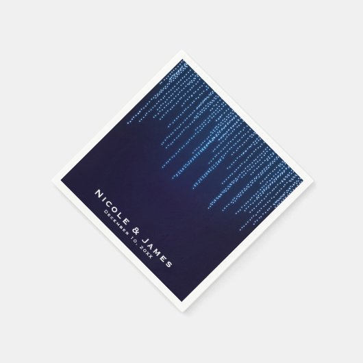 Winter Wedding Elegant Blue Sparkle String Lights Servet (Hoek)